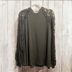 TORRID Black Lace Sleeve Top